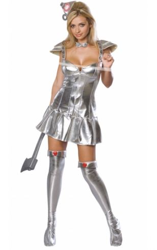 Sexy zilveren blikken vrouw kostuum