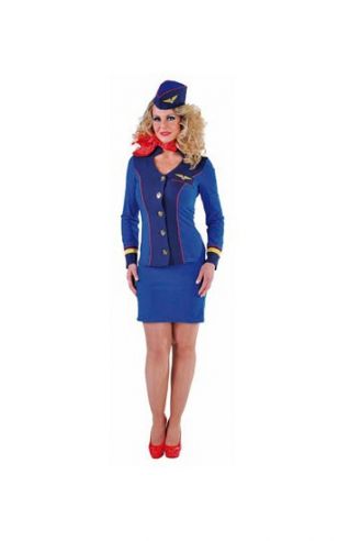 Blauw stewardessen uniform voor dames