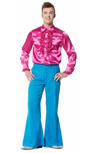 Broek in de kleur blauw wijd uitlopend voor heren