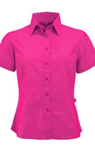 Fuchsia gekleurd dames overhemd met korte mouwen