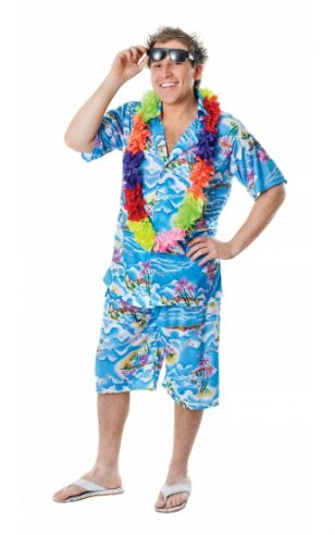 Blauwe Hawaii kleding voor heren