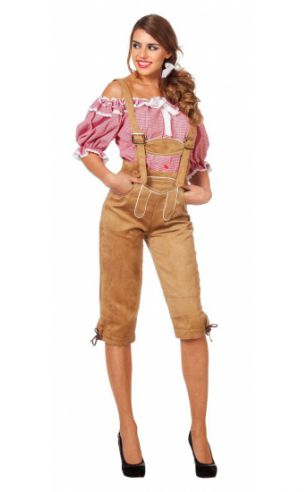Beige Oktoberfest lederhose voor dames
