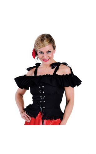 Tiroler blouse met koordje Carmen zwart