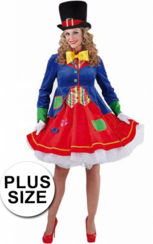 Grote maat clown verkleedkostuum voor dames