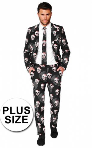 Grote maten halloween kostuum met doodshoofden