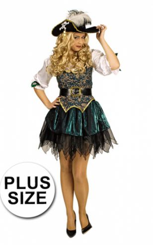 Groene grote maat korte piratenjurk