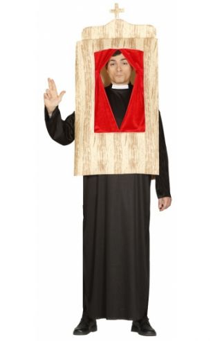 Priester kostuum met biechtstoel