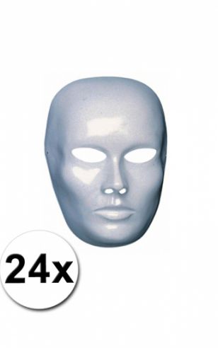 24 witte heren gezicht maskers