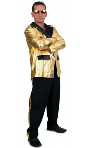 2 delige smoking voor heren zwart/goud