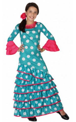 Blauwe Spaanse verkleedjurk voor kids