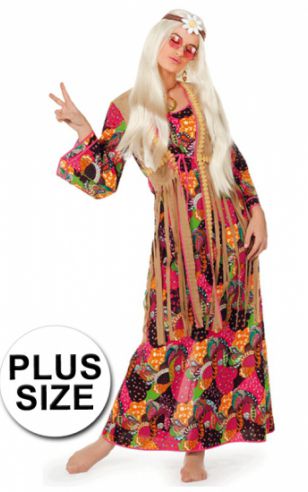 Plus size lange Flower power jurk