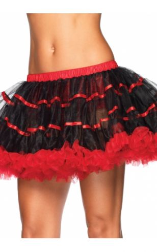 Satin petticoat luxe zwart met rood