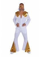Luxe Elvis kostuum wit/goud