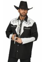 Cowboy blouse voor heren zwart/wit