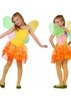 Meisjes vlinder kostuum geel/oranje