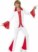 Disco kostuum rood wit voor heren