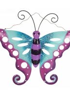 Decoratie vlinders paars/blauw 41 cm