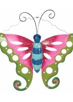 Decoratie vlinders groen/roze 41 cm