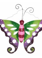 Decoratie vlinders paars/groen 41 cm