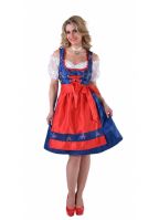 Tiroler jurk blauw met rood schort