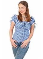 Tiroler blouse blauw/wit voor dames
