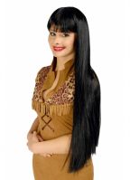 Luxe zwarte pruik met lang haar