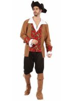Heren verkleedkleding piraat bruin/rood