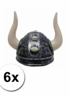 Viking helmen met twee hoorns 6 st