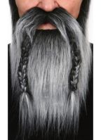 Grijze viking baard met snor