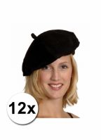 12 Franse zwarte baretten