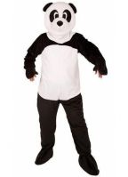 Panda beer kostuum met groot pluche masker