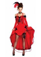 Rode burlesque danseressen jurk